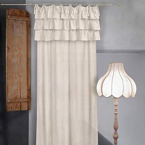 Tenda con balze Shabby Chic Etoile Collection 140 x 290 cm Colore Avorio Chiaro