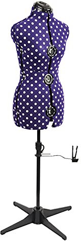 Verstellbare Schneiderpuppe Violett mit Punktmuster 8-Teilige | Klein (S) [Größe EUR 38 bis 44]