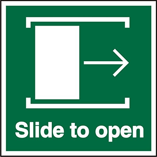 Seco Slide to Open - Right Arrow Sign, 100mm x 100mm - Self Adhesive Vinyl