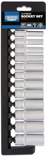 Draper 50193 Square Drive Metric Deep Socket 12 Pieces Set, 3/8 Length , Blue