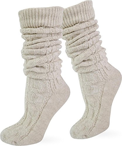 normani Leinen Socken Kniebundstrumpf Trachtensocken Farbe Beige lang Größe 43/46