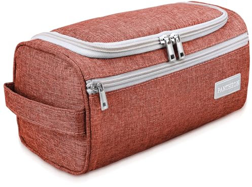 Pantheon Kulturbeutel, Kulturbeutel, zum Aufhängen, für Reisen, Badezimmer, Dusche, Braun / Rot, 9.25x4.72x4.72 Inch (Pack of 1), Casual