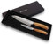 Wusaki Damas 10Cr Coffret de 2 couteaux de cuisine : santoku + couteau d'office - Lames damassées et manches en bois d'olivier