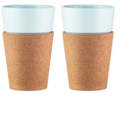 Bodum Pack of 2 Porcelain Cork Headband, White, Ceramic, Liège, Blanc, 0,6 L