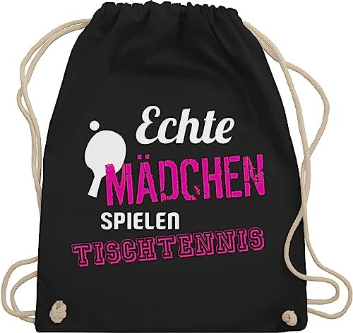 Turnbeutel Rucksack - Echte Mädchen spielen Tischtennis - Unisize - Schwarz - kinderturnbeutel sport turnsackerl 25. geburtstag beutel taschen tasche sportbeutel beuteltasche sporttasche bag