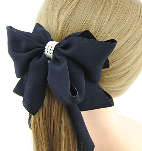 Meilliwish Stoff Perle Wunderschönen Bananen-Haarspange Haarspange für Frauen Mädchen (H77)(Black)