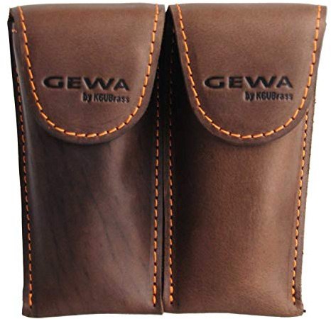 GEWA 720014 Mundstücktasche Crazy Horse Trompete braun für 2 Mundstücke zweifach Trompete braun
