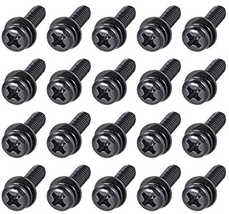 sourcing map M5 x 16mm Carbon Steel Phillips Pan Head Machine Screws Bolts Combine with Spring Washer and Plain Washers 20pcs