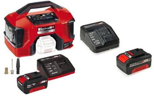 Einhell Power X-Change Cordless Air Compressor With Battery And Charger - 3-in-1: High-Pressure Pump, Low-Pressure Inflator and Deflator - PRESSITO Portable Air Compressor