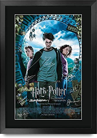 HWC Trading Gefangene von Askaban Harry Potter Die Cast Daniel Radcliffe Emma Watson Rupert Grint Geschenke Printed Poster Autogramm Bild für Film-Memorabilia Fans Signed - A3 Eingerahmt