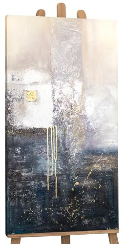 YS-Art XXL Abstrakt Acryl Gemälde auf Leinwand Fragmente handgemalt Wandbilder Wohnzimmer Büro Moderne Design Bilder Minimalismus echte Kunstwerk 120x60 cm