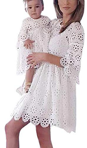 Loalirando Schönes Mutter Tochter Kleider Matching Outfits Familien Kleidung Spitzen Prinzessin Kleid (Tochter, 6-12 Monate)