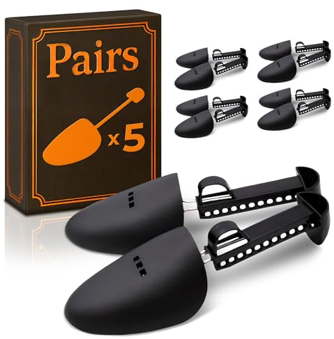 Shoe Trees for Sneakers 5 Pairs – Plastic & Steel Shoe Trees for Men and Women, Men’s US Sizes 6–13 and Women’s US Sizes 5–11 – Prevent Creases & Maintain Shape | Sneakerhead Storage & Daily Use