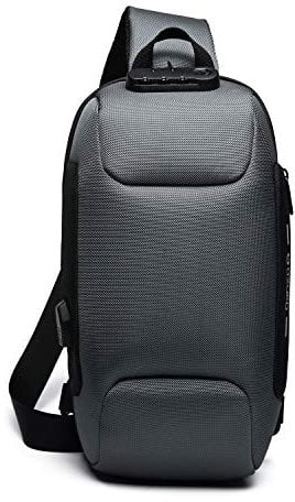 FANDARE Neu Brusttasche Diebstahlsicherung Sling Bag für 10,5 Zoll Tablet Herren Damen Schulranzen Umhängetasche mit USB-Ladeanschluss Daypacks für Schule Abenteuer Reisen Joggen Sporttasche Grau A