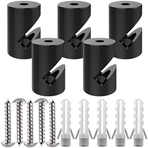 ZOHAR 5 Stück Wand- und Deckenpins Schwarz für Textilkabel Deckenbefestigung Affenschaukel Aufputz-Kabelhalter für Lampe DIY mit Schrauben und Dübeln