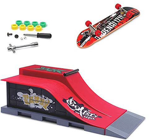 KETIEE Finger Skateboard Rampe, Mini Griffbrett Skate Park Kit Rampenteile Fingerboard DIY Finger Skate Boarding Ultimate Sport Training Requisiten Spielzeug für Kinder, E