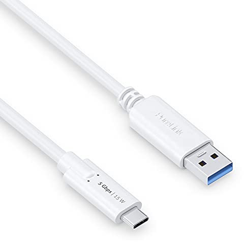 PureLink Câble USB-C vers USB-A, USB 3.1 Gen 1 avec transfert de données 5 GO/s, blanc, 1,00 m