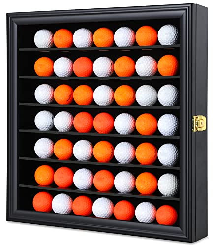 Zmiky 49 Golfball-Vitrine, Schrankwand, Golfball-Präsentationsregal, Golf-Geschenk für Golf-Enthusiasten, Sammlerstücke mit UV-Schutz, Acryltür (schwarz)