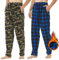 Lot de 2 Pantalon de Pyjama Homme en Polaire à Carreaux Hiver Bas de Pyjama Souple avec Poches Confortable Vêtements de Nuit, Plaid bleu noir + camouflage vert, L