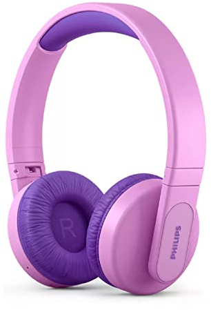PHILIPS K4206 Kids Wireless On-Ear Headphones, Bluetooth + Cable Connection, 85dB Limit for Safer Hearing, Built-in Mic, 28 Hours Play time, Parental Controls via Headphones, pink