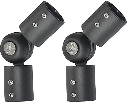 Fenster-Eck-Vorhangstangenverbinder, verstellbare Gardinenstangen, Ellenbogenverbinder, 19 mm, rundes Stangengelenk, Edelstahl, Schwarz, 2 Stück