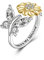 YFN Sonnenblume Ringe Sterling Silber Gänseblümchen Open Verstellbarer Ring mit Schmetterling für Frauen Mädchen (Schmetterling)