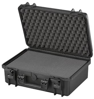 TomCase wasserdichter Outdoor Case 47x37x18 cm mit Rasterschaumstoff/Würfelschaumstoff; IP67 Transportkoffer (Schwarz)