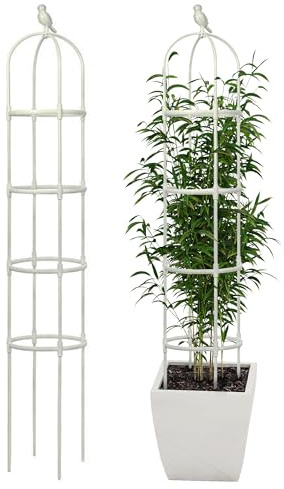 Gartenspalier für Kletterpflanzen, rostfreies Metallrohr mit robuster Beanspruchung, 1,8 m, Garten, Outdoor, Innenbereich, Topfpflanzenstütze (weiß)