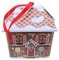POWERHAUS24 Mini Lebkuchen Haus Blechdose mit Aufhänger, Geschenk, Aufbewahrung, Deko, Spielzeug, lebensmittelecht, ca. 10 cm x 10 cm, 2 Rezepte inklusive
