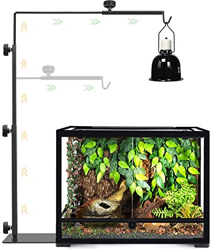 NEPTONION Reptile Lamp Stand 64 zu 90cm verstellbar Wärmelampe Halter Lampenständer Standfuß, Höhe einfach zu verstellen, geeignet für alle Reptilien-Kuppel-Lampen, Extra Groß
