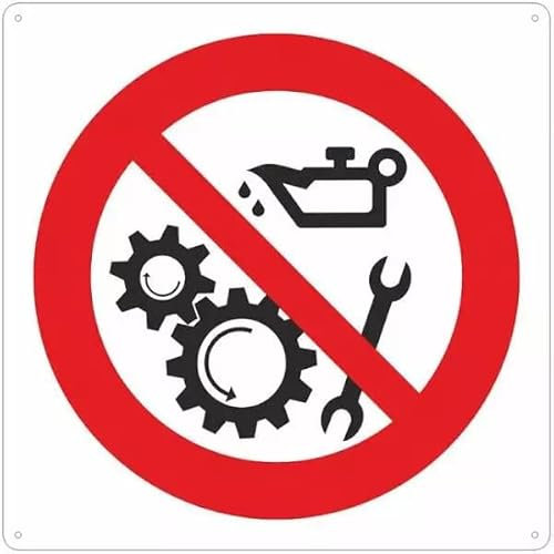 StickersLab - Cartelli di divieto Vietato Riparare e pulire Organi in Moto Norma ISO 7010 (10, 50mm x 50mm)