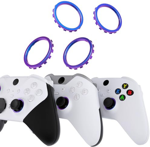 eXtremeRate Thumbsticks Akzentringe für Xbox One Elite, für Xbox Elite Series 2/2-Core Controller, Ersatz Accent-Ringe Schutz Sticks Zentrierringe für Xbox Series X/S ASR Version Shell-Lila Blau