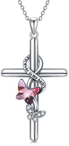 Flpruy Damen Kreuz Kette 925er Sterling Silber Religiöse Kreuz Anhänger Schmuck Geschenke für Frauen Mädchen Frauen