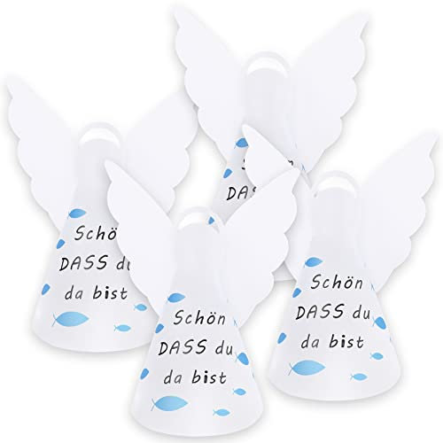 10 Stück Windlicht Fisch Deko, Windlichter Lichthüllen Tischlicht 9cm*14cm Teelicht-HülleTaufe Fisch grau blau, Tischdeko Kommunion Konfirmation Fisch blau (Schön DASS du da bist)