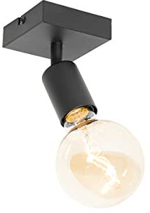 Qazqa Verstellbarer Deckenstrahler, Deckenspot - Facil - Schwarz, max. 40W, Geeignet für LED, 9cm, Quadratisch, Ideal als Küche lampe und Wohnzimmerlampe