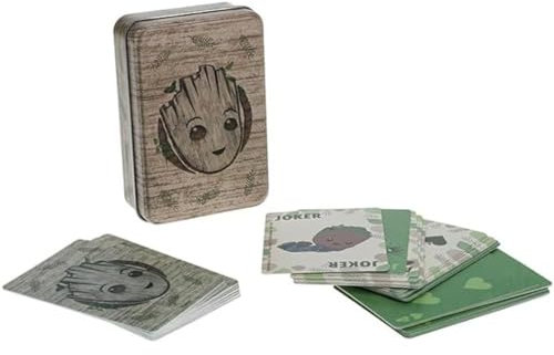 Paladone Cartas de Juego Groot - Baraja Estándar Oficial con Lata Coleccionable, Marvel
