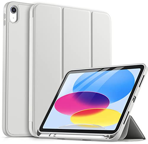 drivego Hülle für iPad 11 Generation A16 2025/10 Generation 2022/ (11/10.9 Zoll) mit Stifthalter, Trifold Ständer, Auto Ruhen/Wecken, Flexible TPU Cover Hülle für iPad 10. Gen/11. Gen, Raum Grau