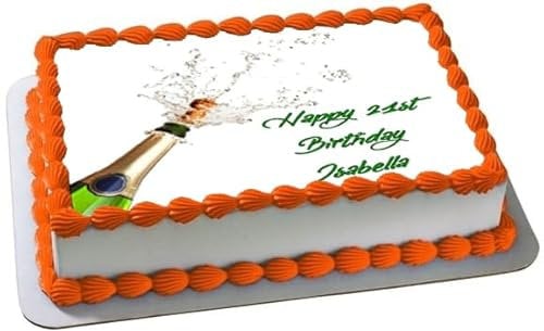 CHAMPAGNE GLASS A4 PREMIUM Edible RICE WAFER Cake Topper DECORATION D1