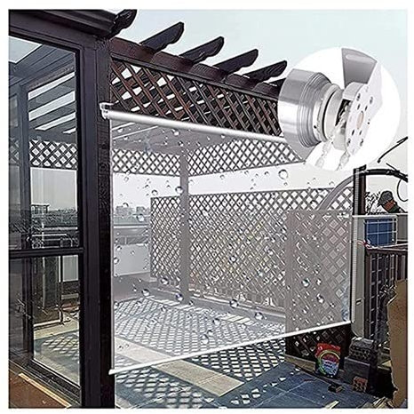 Outdoor Roller Blinds, Heavy Duty Pergola Blinds Balcony Side Curtains PVC Window Screens With Plastic Sprocket Inside Outside Door Window Roll Up Blind Waterproof