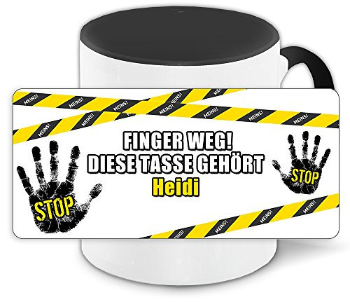 Büro-Tasse mit Namen Heidi und schönem Motiv Finger weg, diese Tasse gehört .., Farbe: schwarz