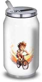 Gourde/Bouteille d'eau en Aluminium - Acier Inoxydable (thermos 24h) réutilisable 330ml à 750ml, thème anime japonais vélo garçon (Acier inoxydable, Canette S 330ml)
