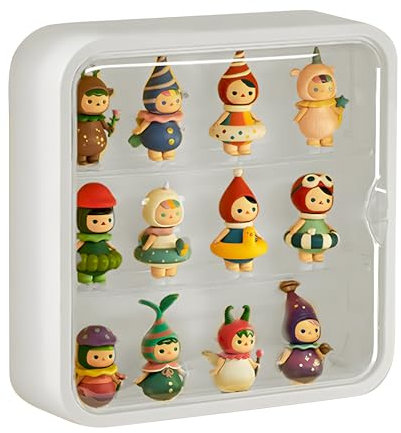 aleawol Clear Display Case for Figures, 3 Tiers Wall Mounted Doll Display Case with Magnetic Door, Blind Box Display Shelf Dust and Moisture Proof for Pop Mart Blind Box Collectibles Figure Toys