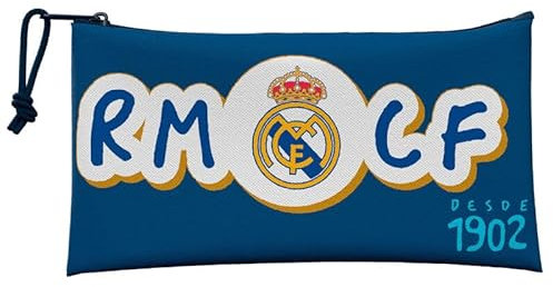 Real Madrid Portatodo Estuche Escolar para Niños Colegio Aula RM Desde 1902 Color Azúl Producto Oficial