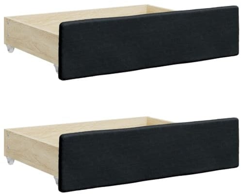 vidaXL Bettschubladen 2 STK., Bettkasten mit Rollen, Schubkasten Schublade für Bett, Bettschubkasten Unterbettschublade, Schwarz Holzwerkstoff Kunstleder