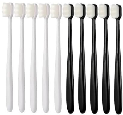 AD-BCrbgen Million Zahnbürste, ultrafeine, weiche Zahnbürste, antibakteriell, schützt die Gesundheit, tragbare Reisezahnbürste, Mundhygiene-Werkzeuge (Color : 5 White 5 Black)