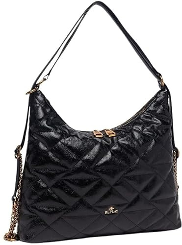 Replay Damen Schultertasche aus Kunstleder, Schwarz (Black 0098), Onesize