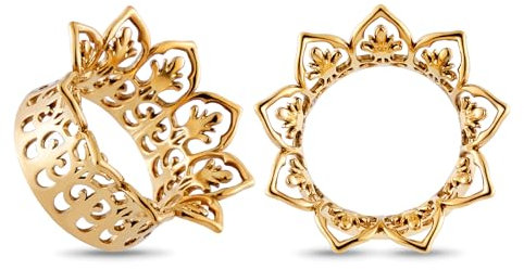 Longbeauty 1 Paar Edelstahl Flesh Ohr Tunnel Plugs Blumen Silber Gold Schwarz Ohr-Piercing Schmuck Ohrdehner, Gold, 16MM