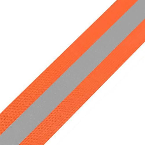 Gummiband reflektierend 40mm mit Reflexstreifen Zuschnitt ab 1m Reflektorband Reflexstreifen Farbwahl, Farbe:neonorange