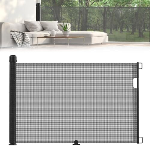 UISEBRT Türschutzgitter Roll Treppenschutzgitter Ausziehbar 0-300cm Absperrgitter Hund Türgitter für Babys und Haustiere, Schwarz