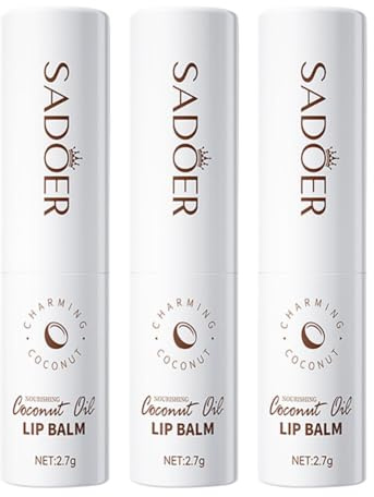 Lippenbalsam 3er-Pack Kokosöl-Lippenbalsam feuchtigkeitsspendende Lippenbalsame farbloser Lippenstift Lipgloss langanhaltende Unisex-Lippenpflege für trockene und rissige Lippen